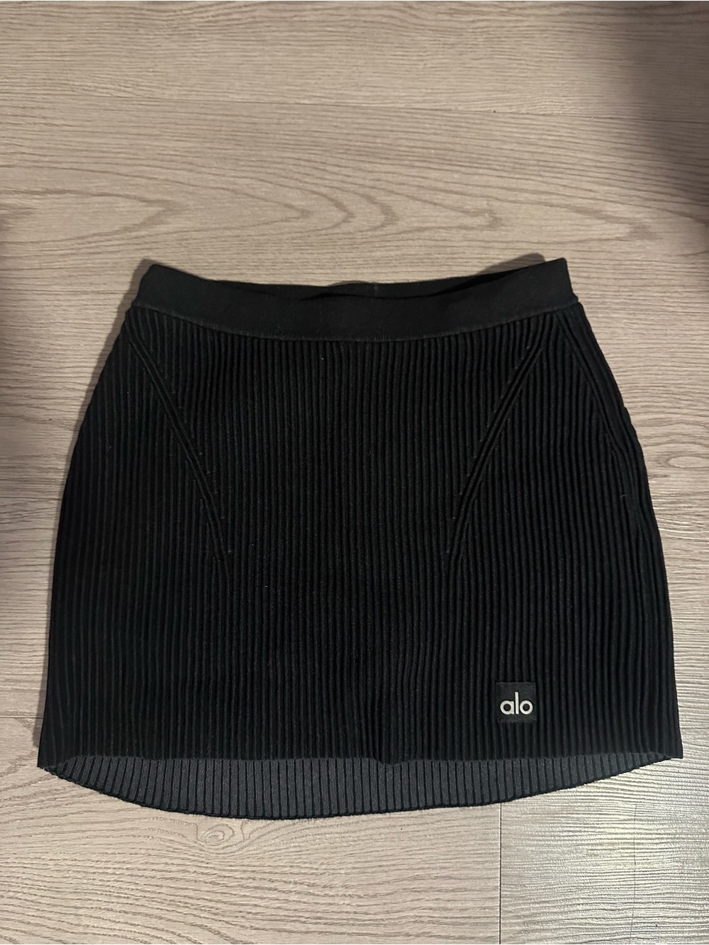 ALO Yoga Black Ribbed Active Skort